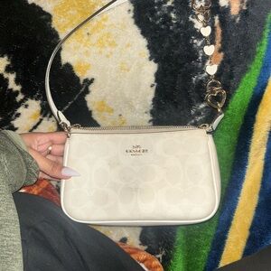 Coach Ivory Shoulder Bag with Heart Accents